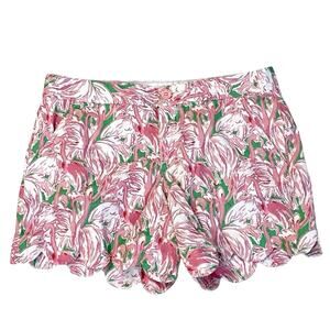 Lilly Pulitzer Shorts The Buttercup Size 2 Pink Flamingo Scallop Hem Preppy